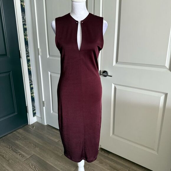 Alexander Wang Burgundy Red Bodycon Midi Dress Size S - Picture 1 of 10